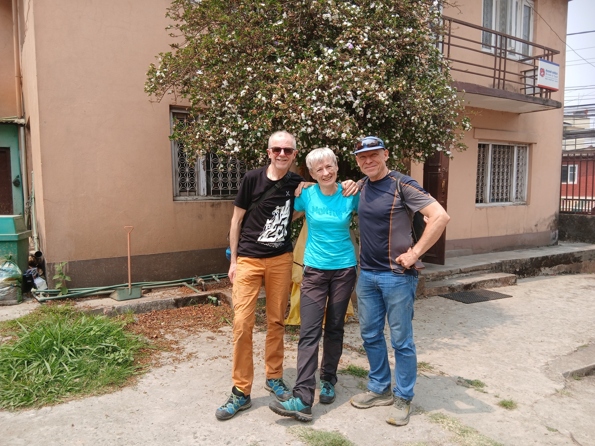 Left to right, Romano Benet, Nives Meroi, and Peter Hamor in Kathmandu. Photo: Romano Benet/Facebook