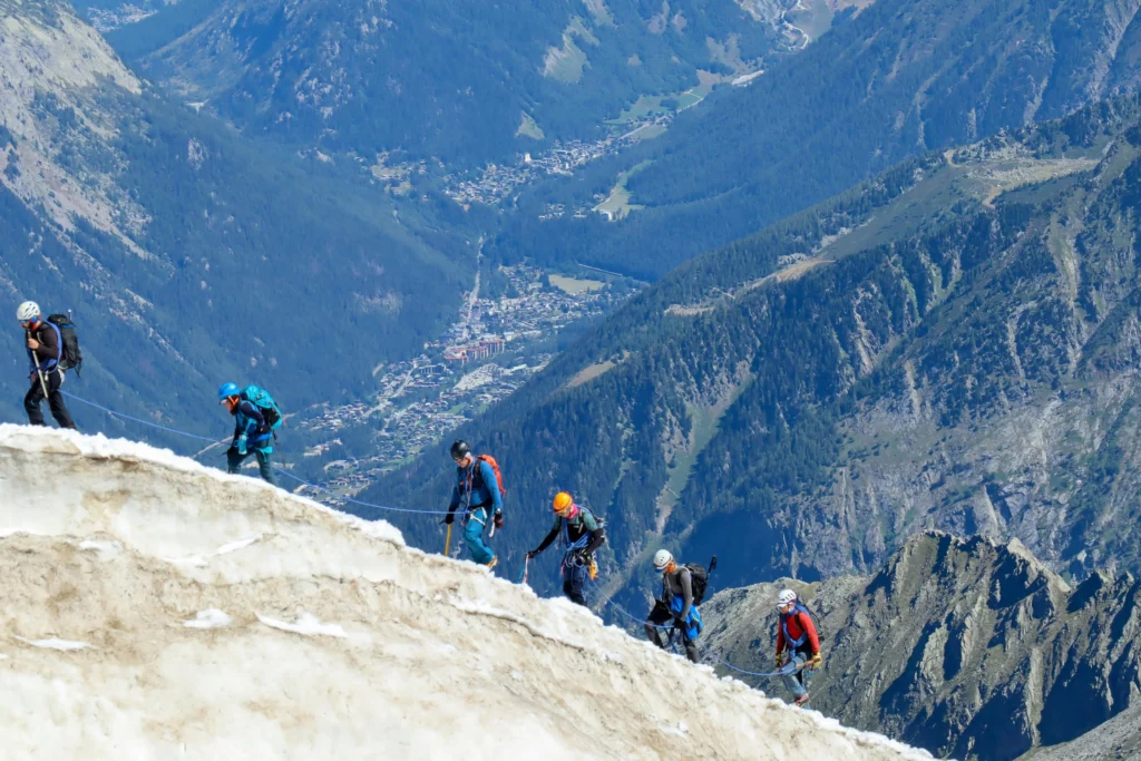 Hikers on a Mountainside
